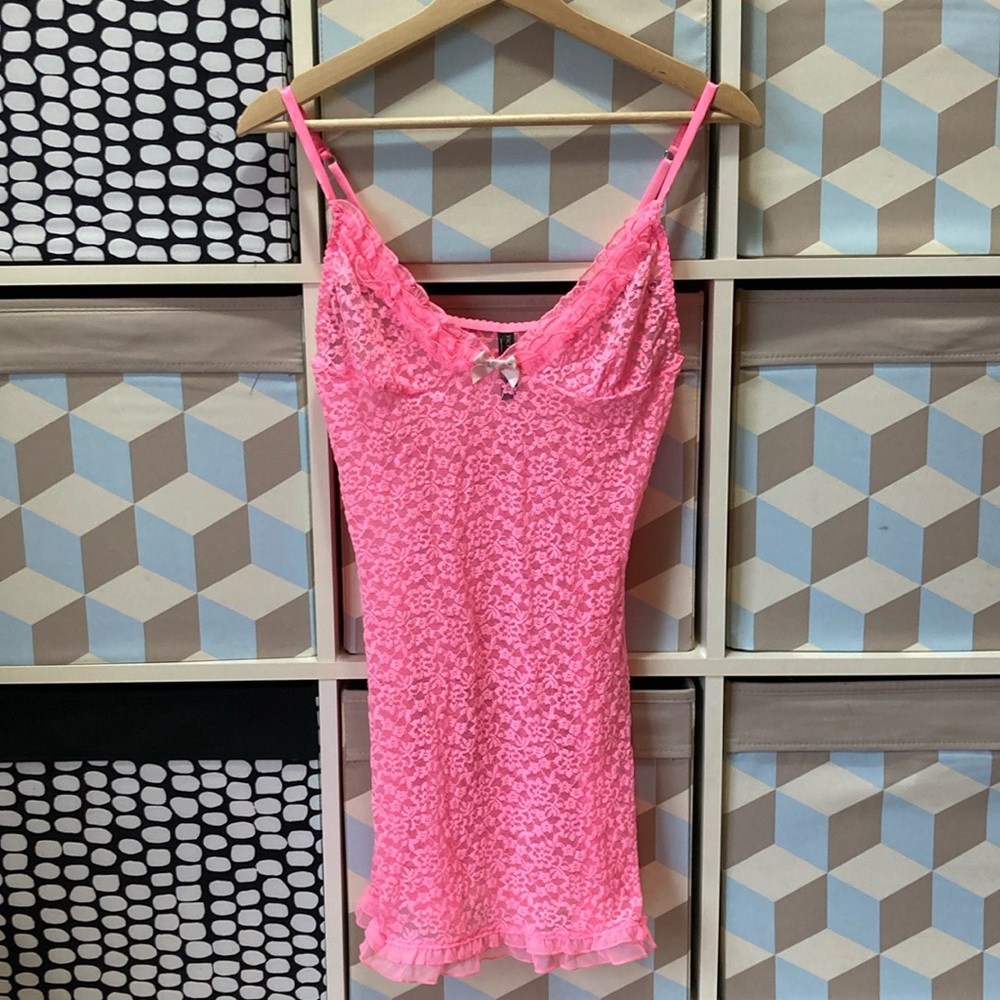 Victoria’s Secret Hot Pink Lace Slip